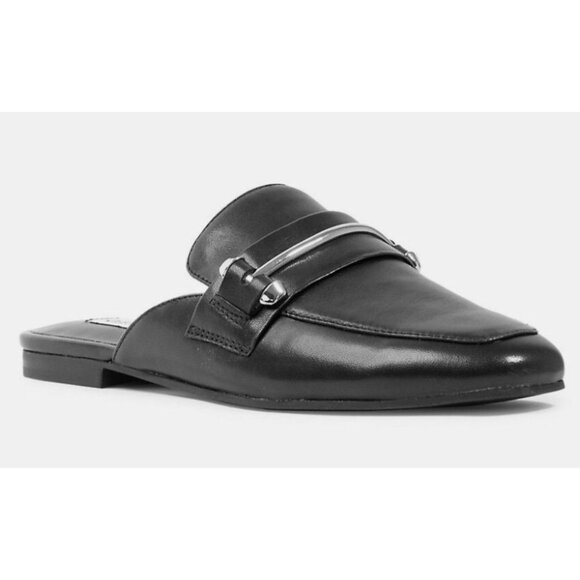 Steve Madden Shoes - Steve Madden Woman's 10 Kite LEATHER Horsebit Mules Slip On Loafers Flats Black